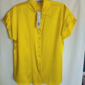 ANTONIO MELANI SILK BUTTON BLOUSE SHT/SLV YELLOW